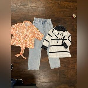 Orange and White  cristhian soriano women  Shirt Set